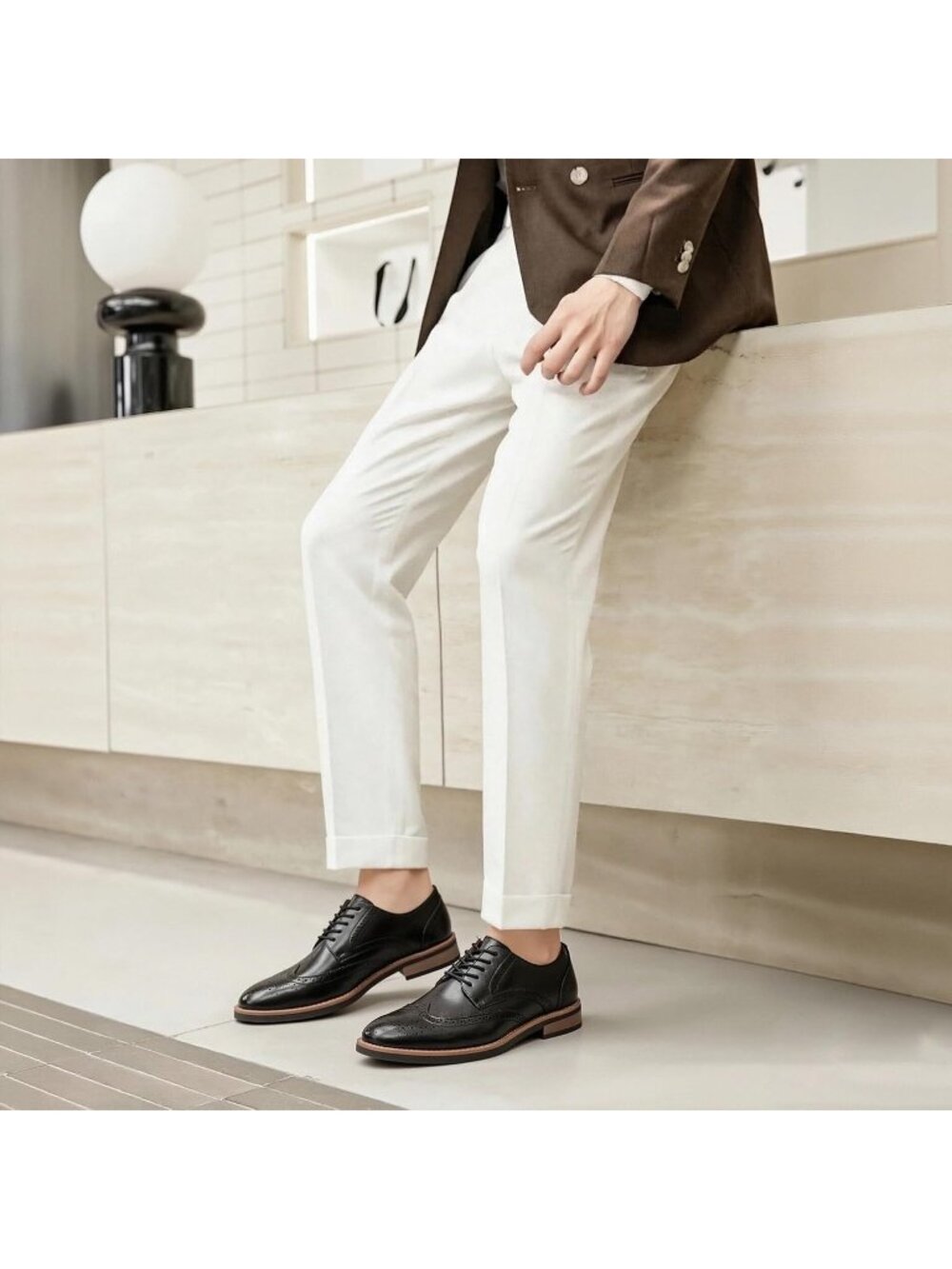 Men's Black Classic Formal Business Lace Up Comfort Oxford Dress Shoes - Picture 4 of 6